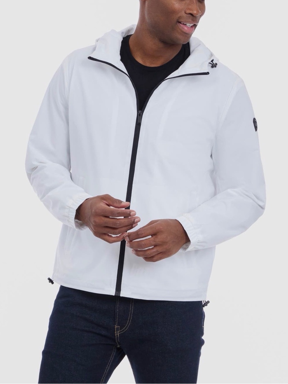 Michael Kors Chari Hooded Rain Jacket Men’s White Windbreaker Full Zip XL
